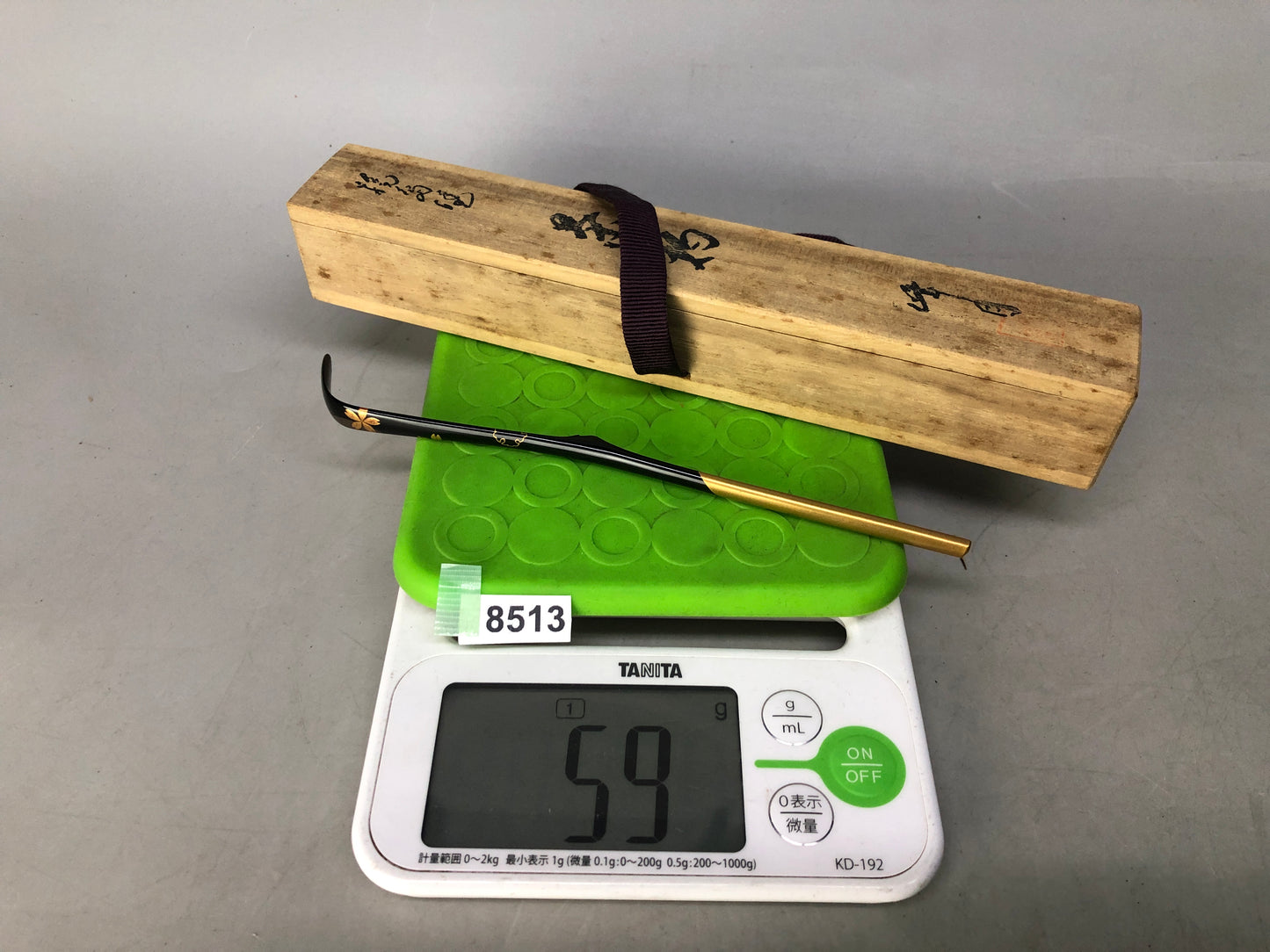 Y8513 CHASHAKU Makie scoop signed box Japan Tea Ceremony autensil ntique spoon