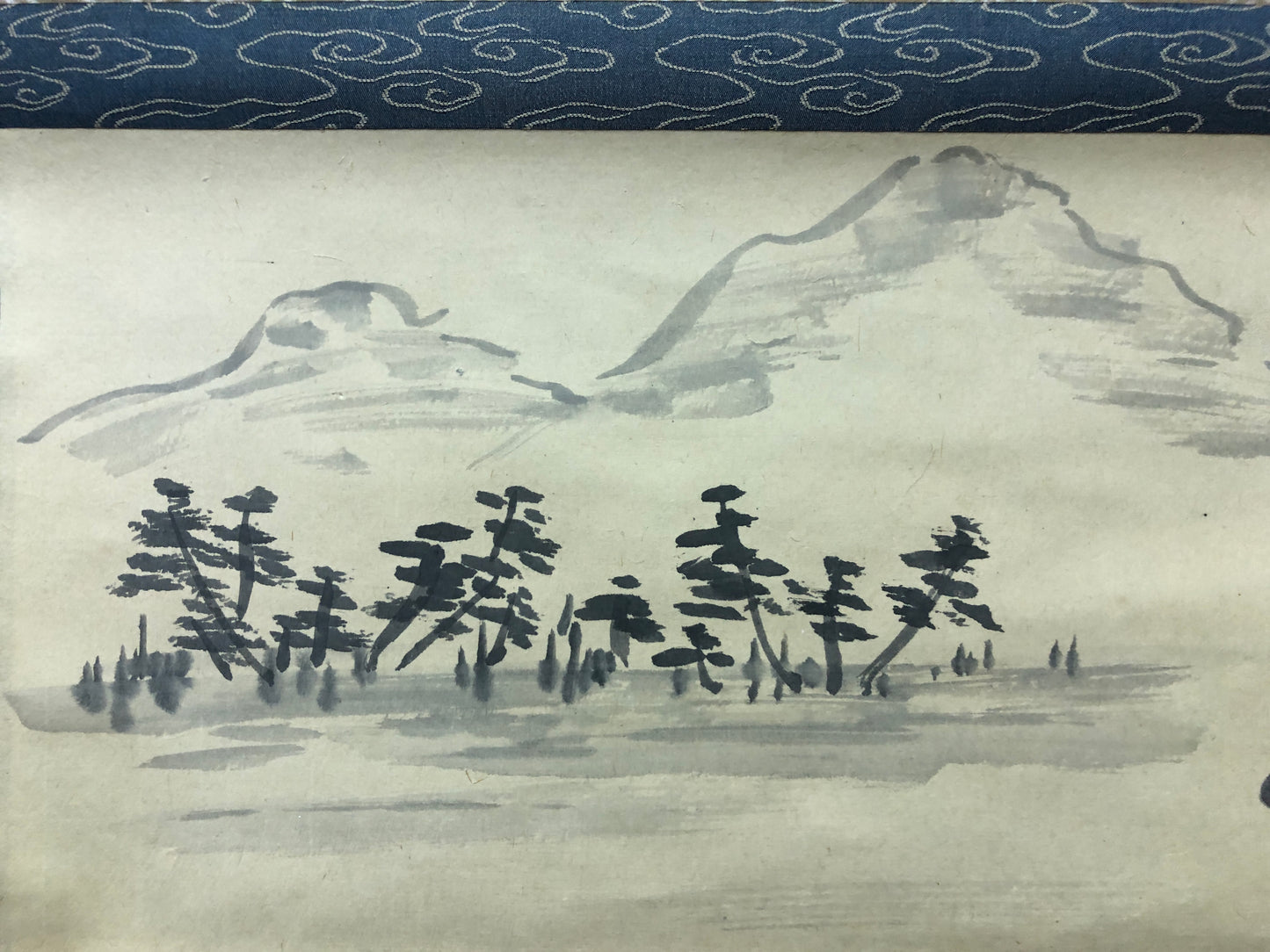 Y8518 KAKEJIKU Landscape ink painting signed Japan antique hanging scroll decor