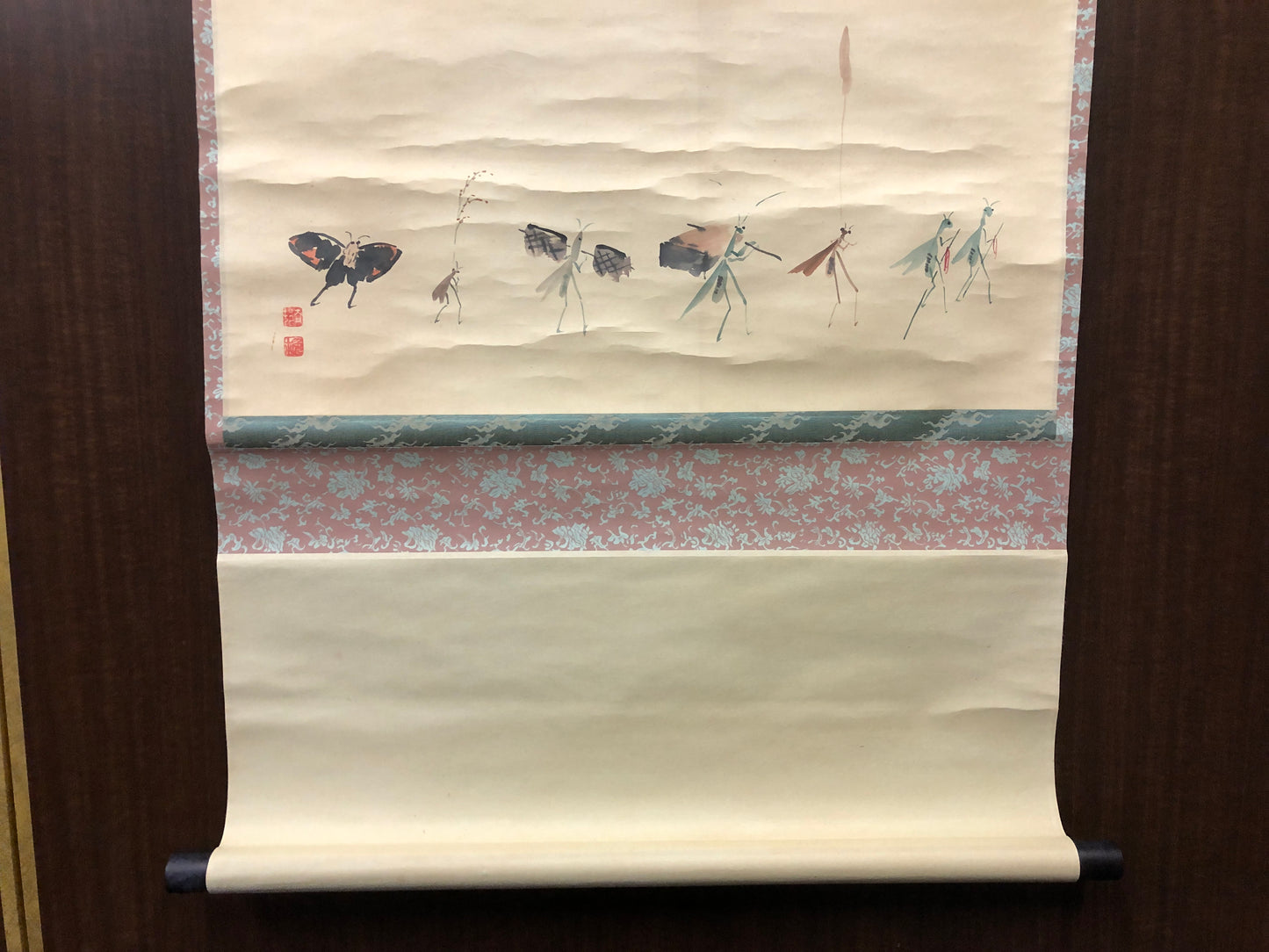 Y8519 KAKEJIKU Choju-giga frolicking animals signed Japan antique hanging scroll
