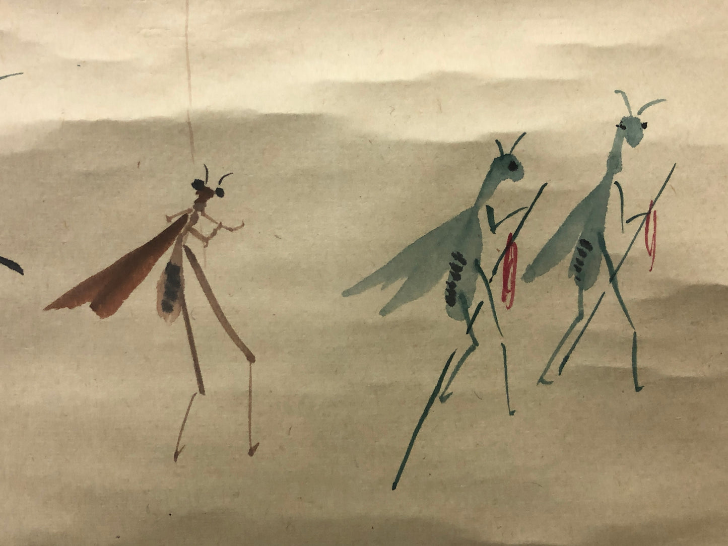 Y8519 KAKEJIKU Choju-giga frolicking animals signed Japan antique hanging scroll