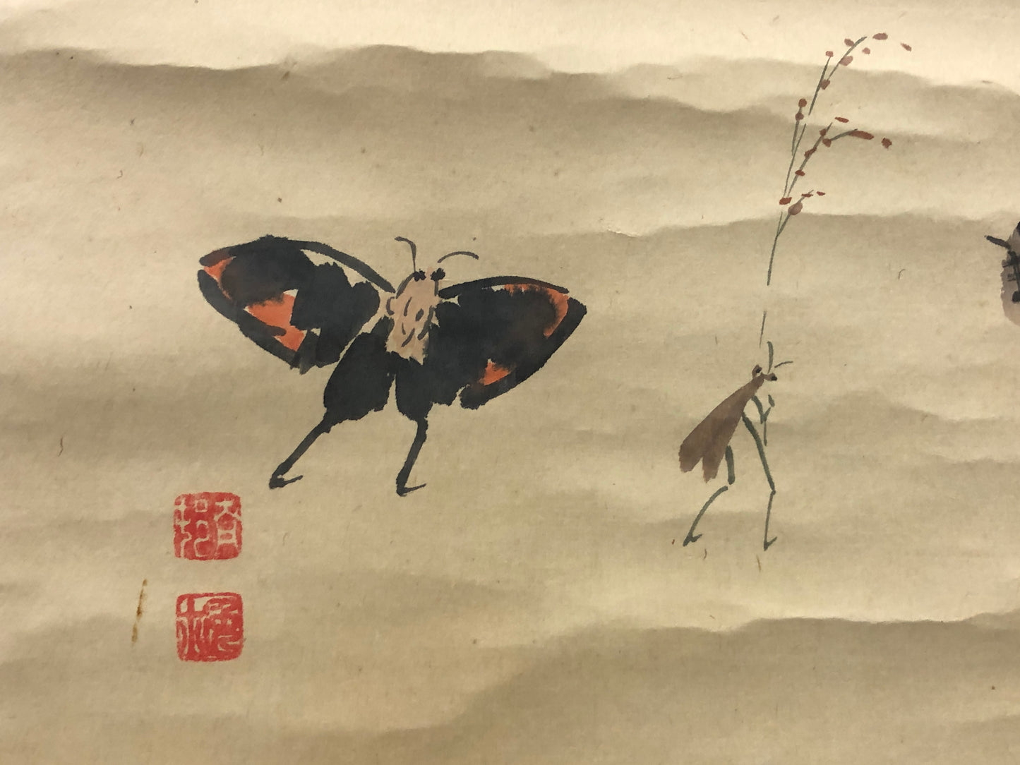 Y8519 KAKEJIKU Choju-giga frolicking animals signed Japan antique hanging scroll