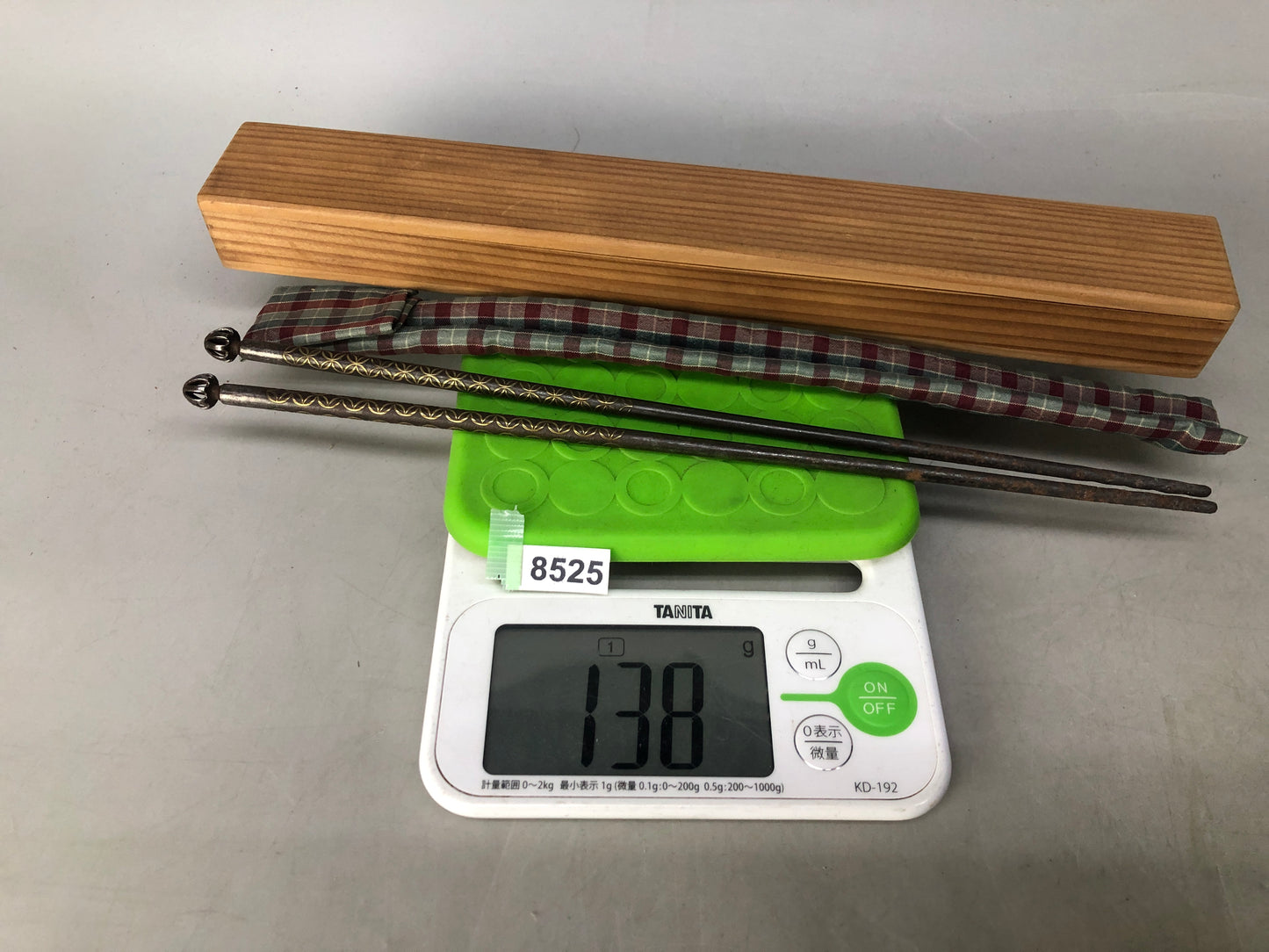 Y8525 HIBASHI Iron chopsticks tongs bag box Japan Tea Ceremoy utenisls antique