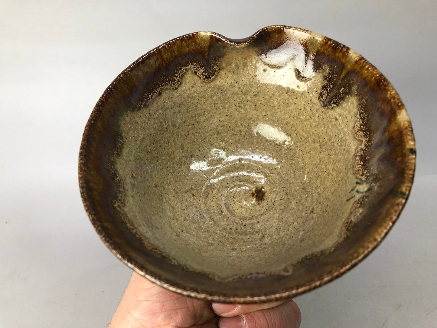 Y8526 CHAWAN Souma-ware flat bowl sgined box Japan antique tea ceremony pottery