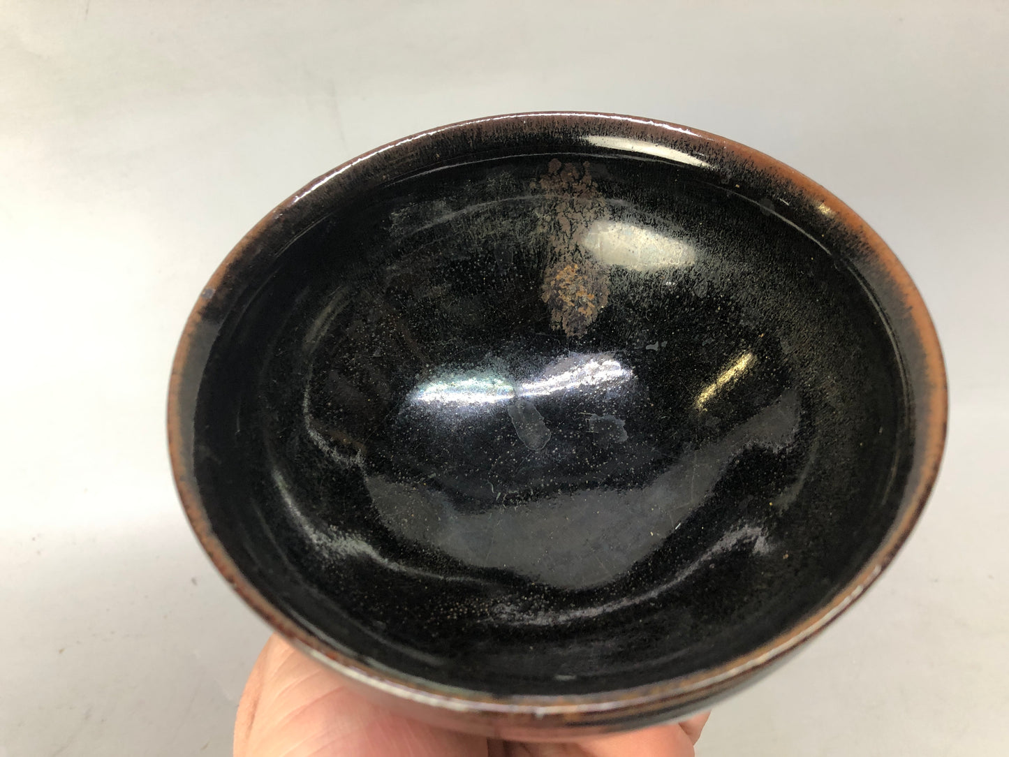 Y8529 CHAWAN Mino-ware Tenmoku bowl signed box Japan antique tea ceremony cup