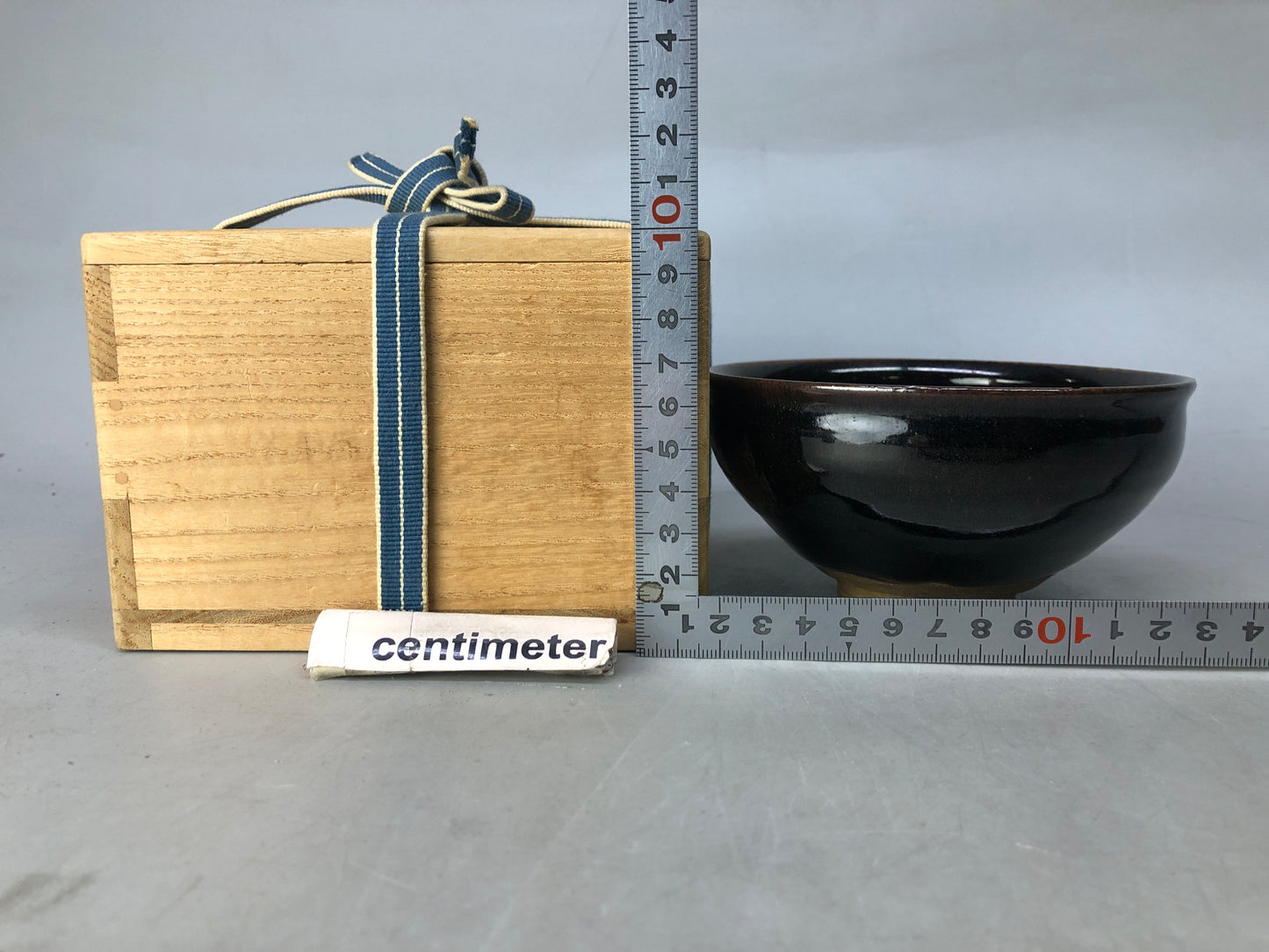 Y8529 CHAWAN Mino-ware Tenmoku bowl signed box Japan antique tea ceremony cup