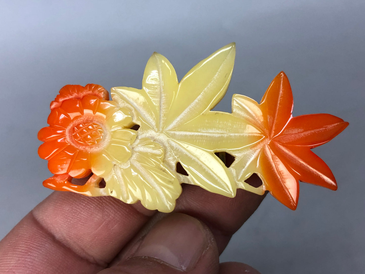 Y8533 OBIDOME celluloid sash clip brooch Japan antique kimono accessory fashion