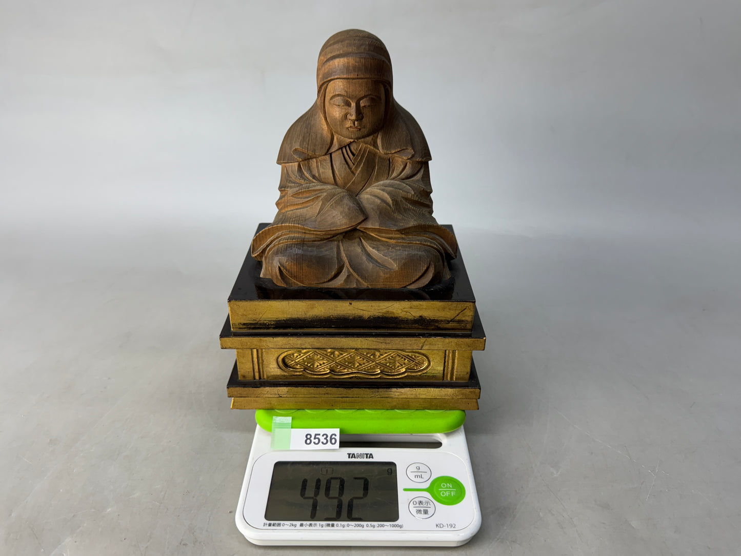 Y8536 STATUE wood carving Daruma Buddha figurine Edo period Japan antique figure