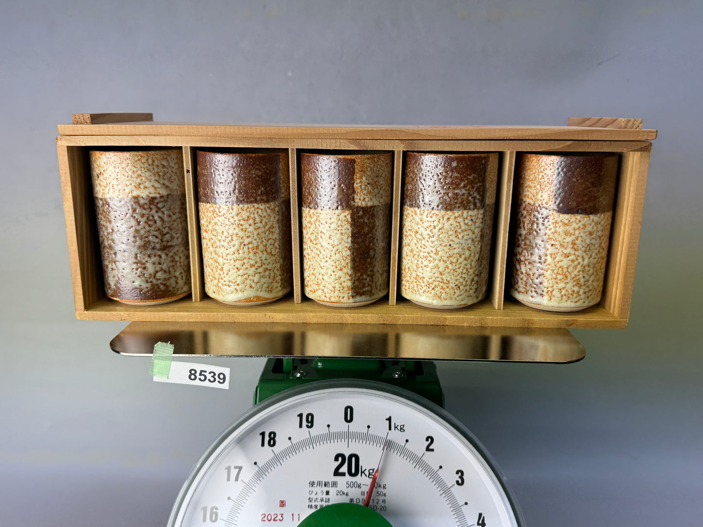 Y8539 YUNOMI Shino-ware teacup tea cup set of 5 signed box Japan antique Sencha