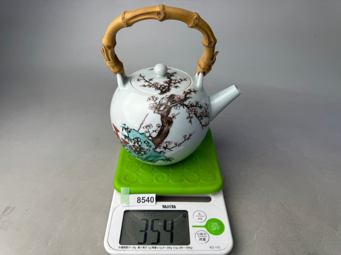 Y8540 KYUSU Kyo-ware teapot pot signed color picture Japan Tea Ceremony antique