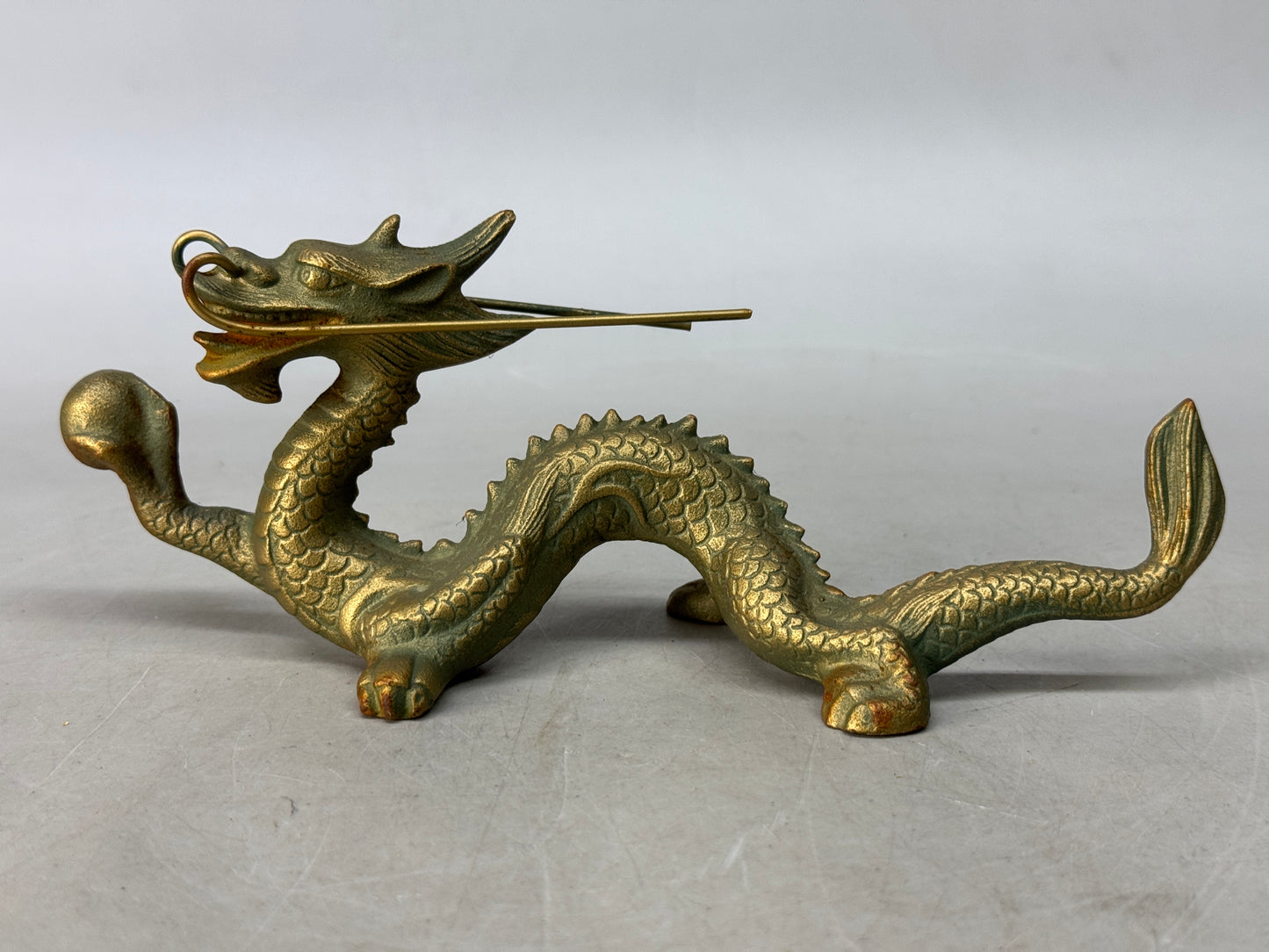 Y8550 OKIMONO metal Dragon Ball figurine figure Japan antique interior ornament