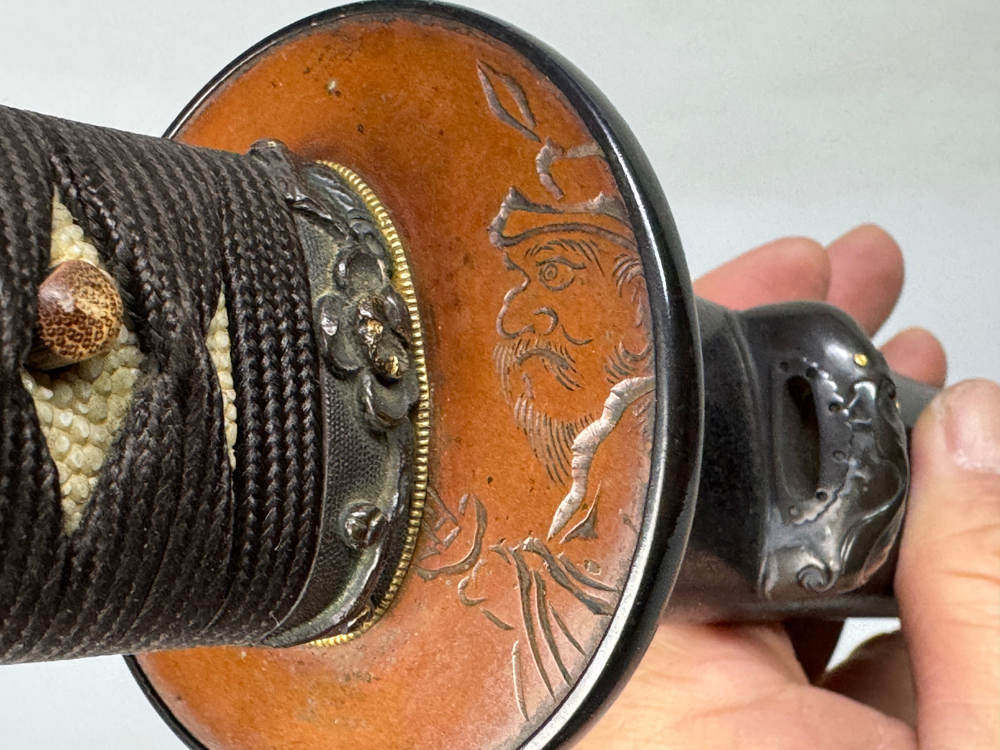 Y8551 TSUKA Japanese sword wakizashi accouterment Koshirae tsuba antique Katana