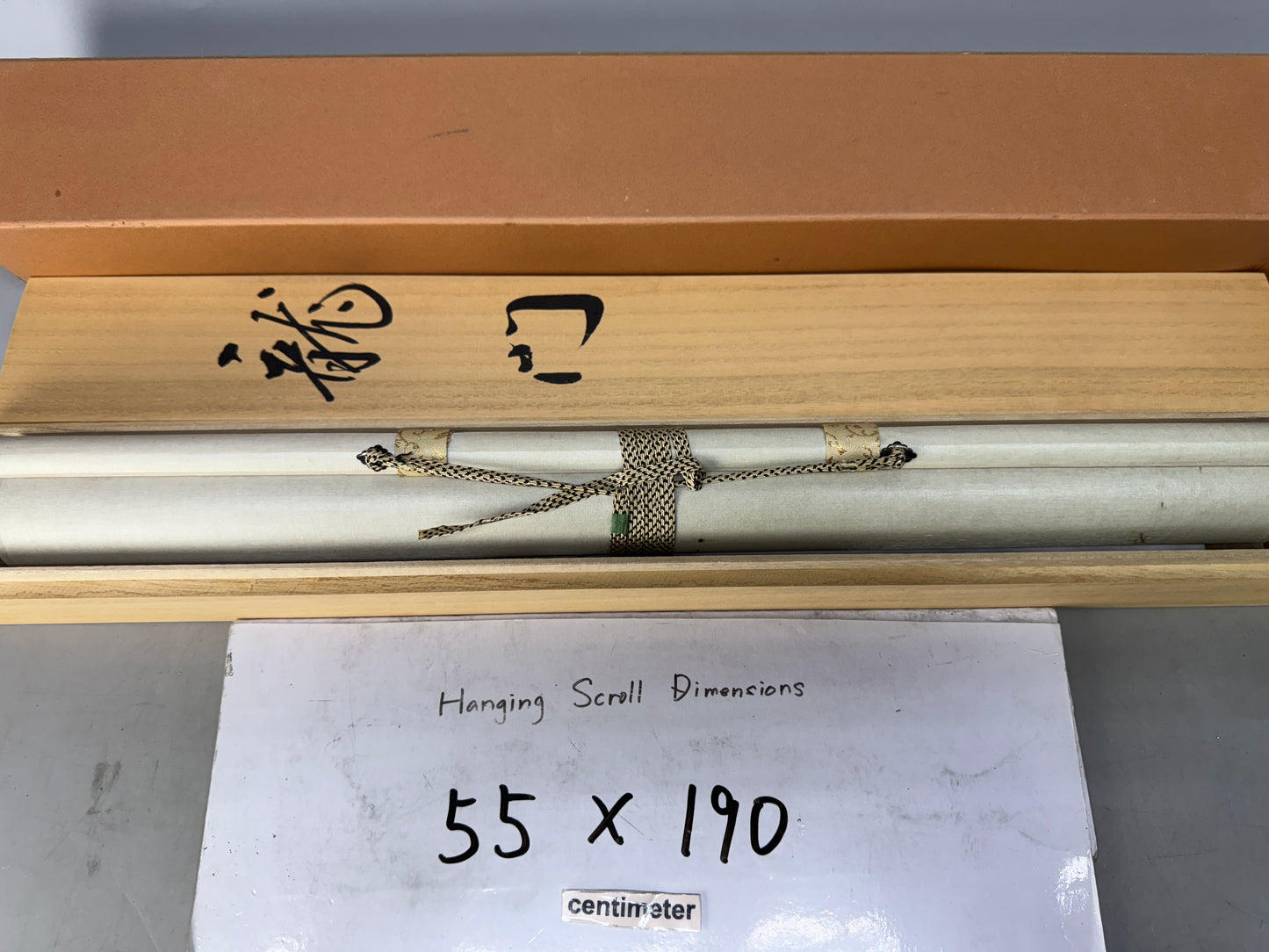 Y8562 KAKEJIKU Wave Koi fish signed box Japan antique hanging scroll interior