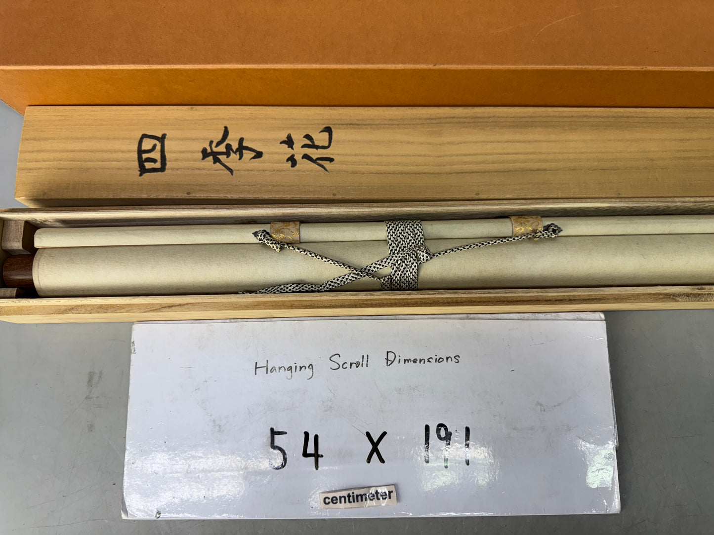 Y8563 KAKEJIKU Bird Flower signed box Japan antique hanging scroll interior