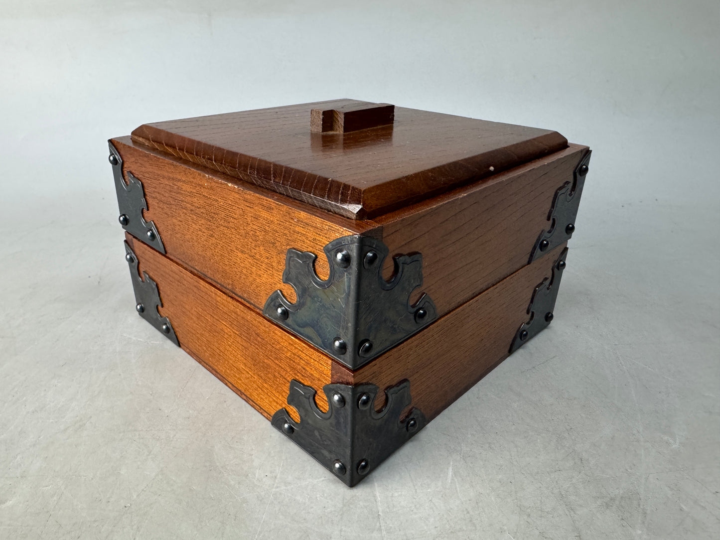 Y8568 BOX wooden accessory trinkets case storage Japan antique container