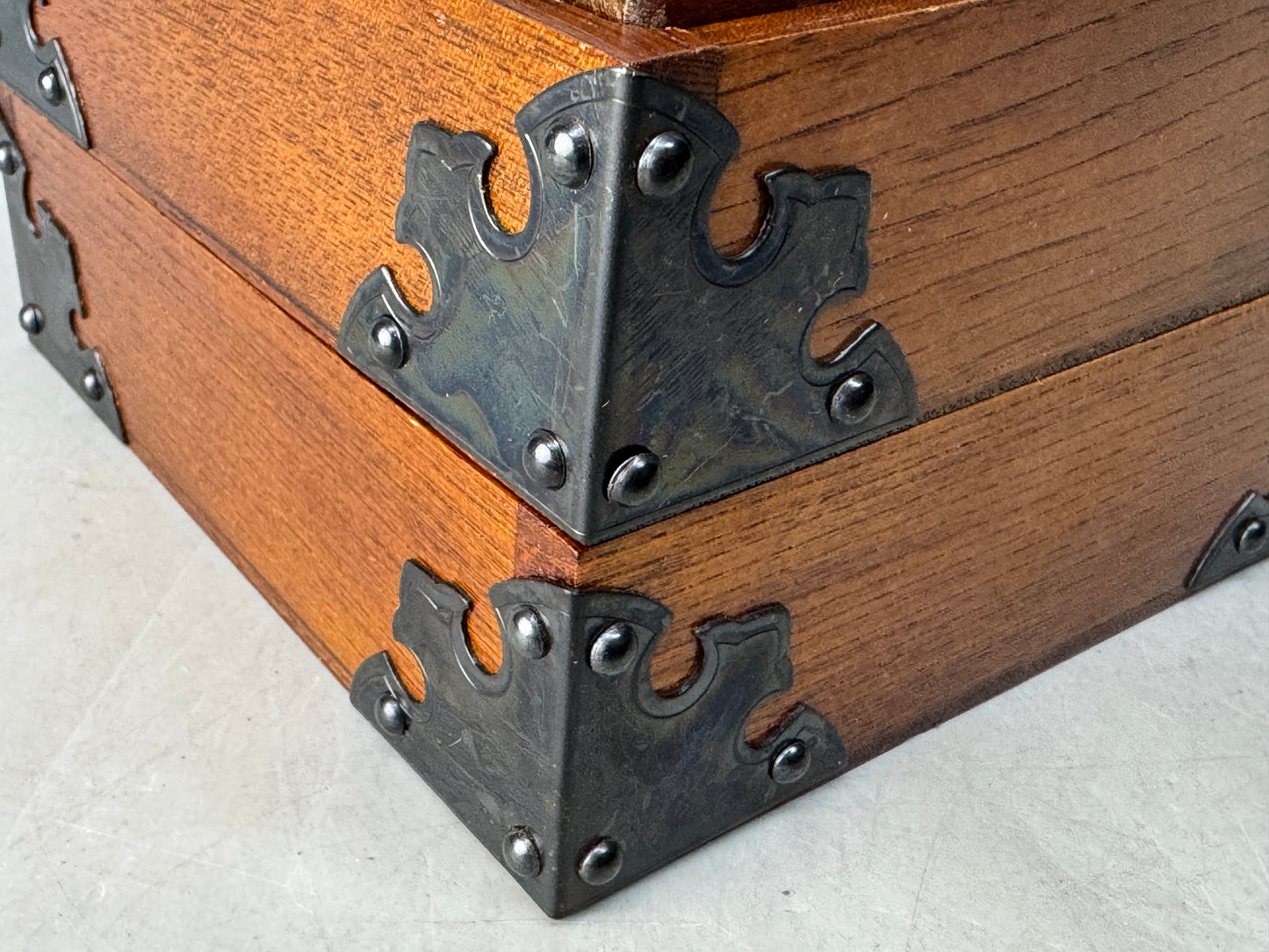 Y8568 BOX wooden accessory trinkets case storage Japan antique container