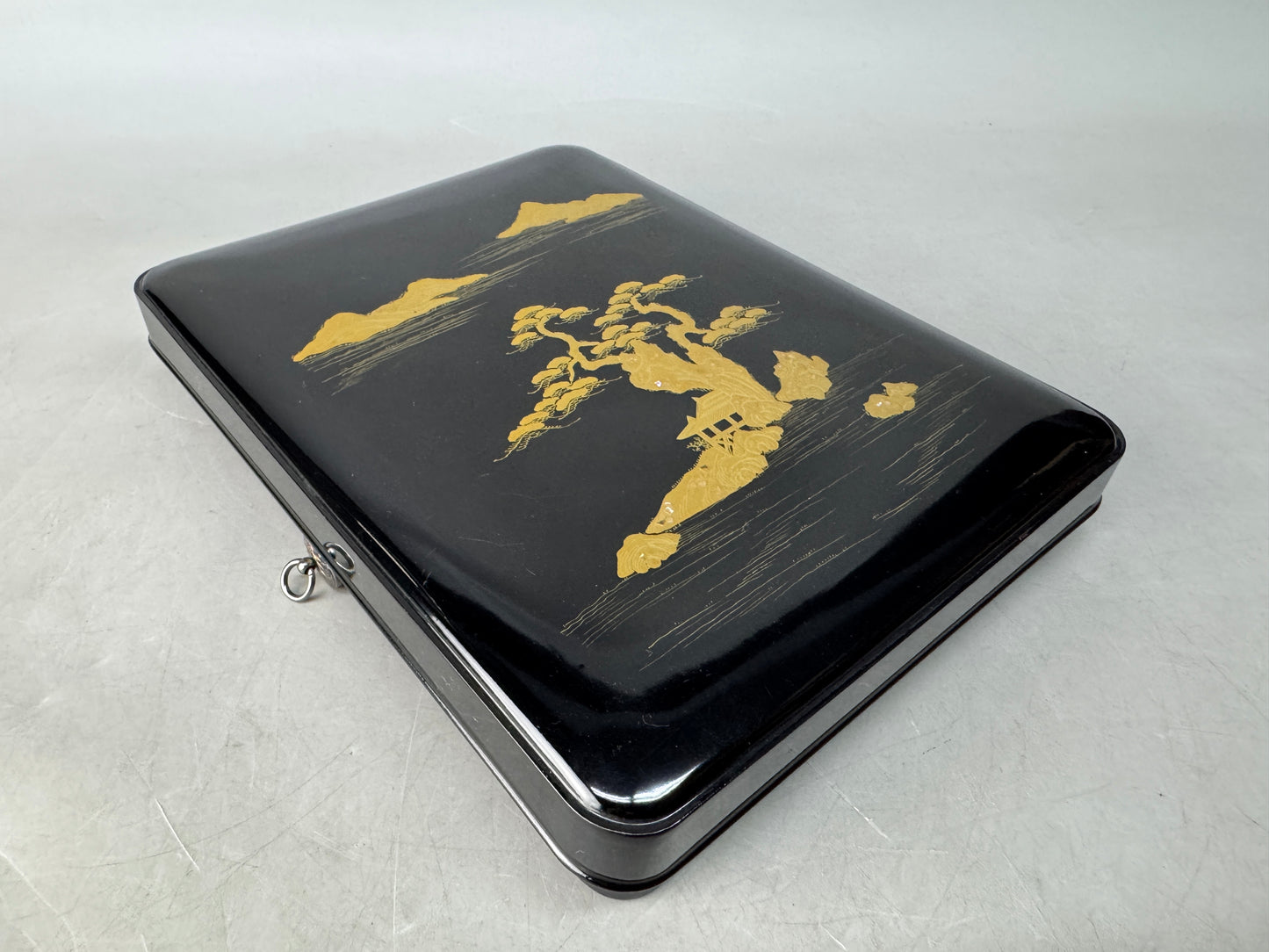 Y8574 BOX Makie inkstone case lacquered container Japan antique stationery