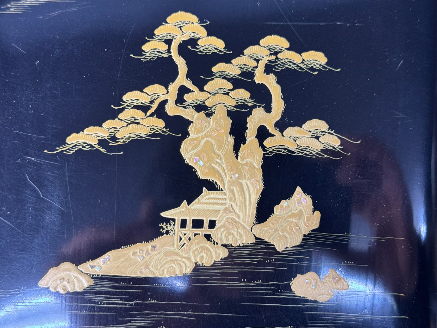 Y8574 BOX Makie inkstone case lacquered container Japan antique stationery