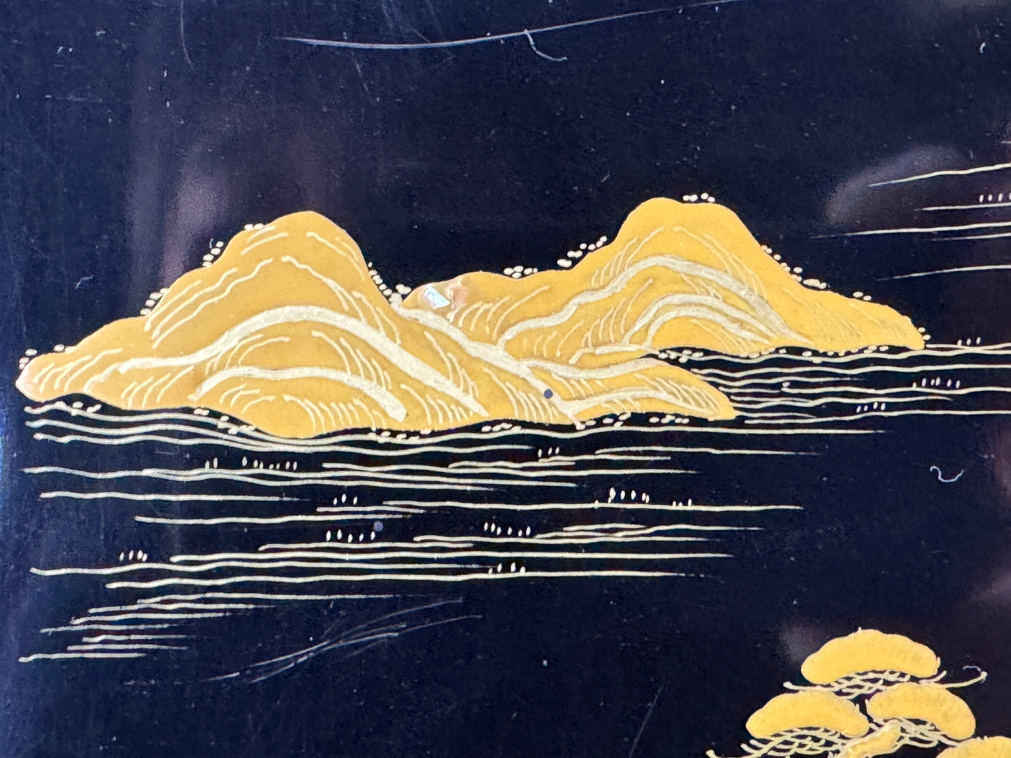 Y8574 BOX Makie inkstone case lacquered container Japan antique stationery