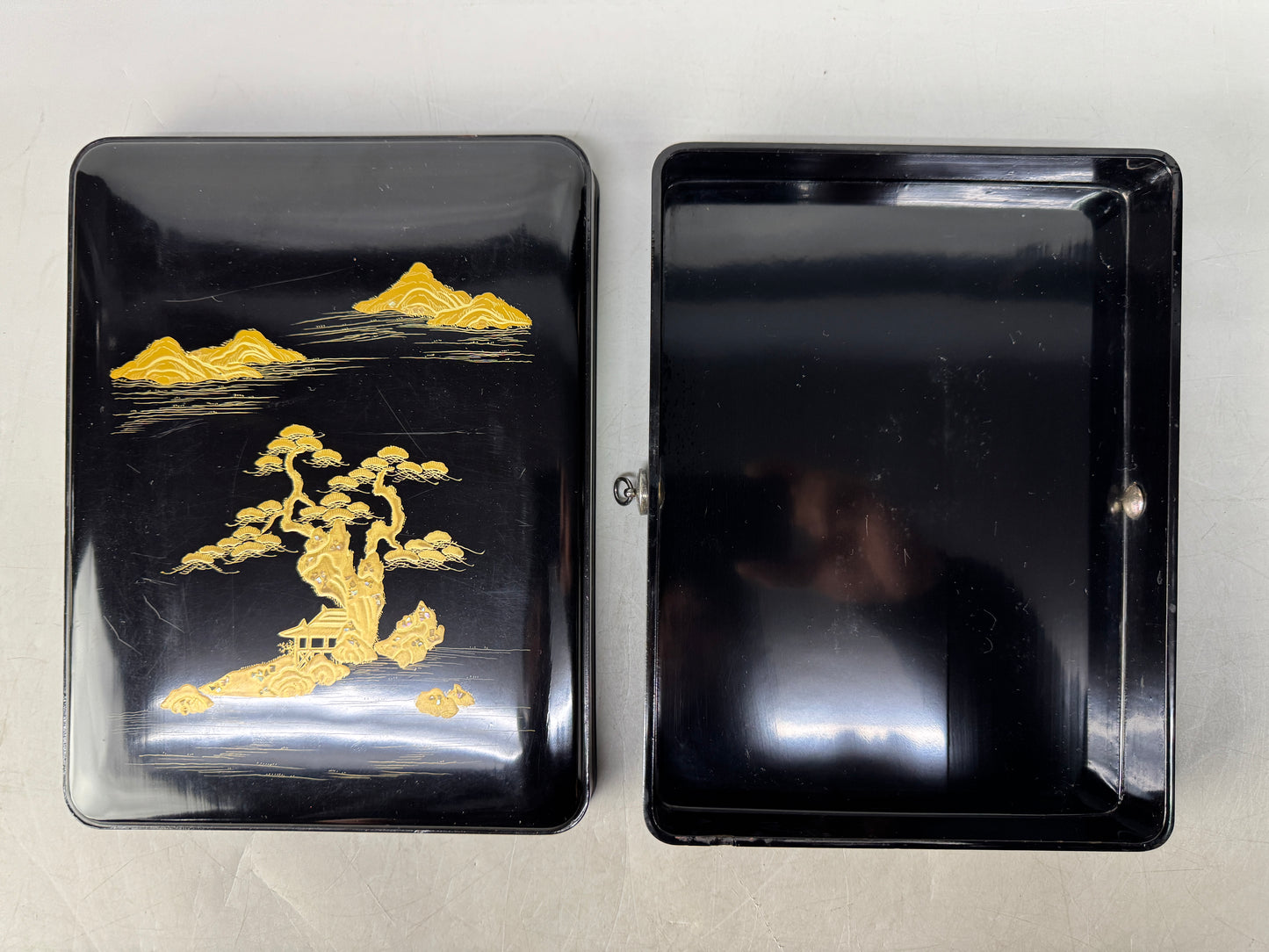 Y8574 BOX Makie inkstone case lacquered container Japan antique stationery