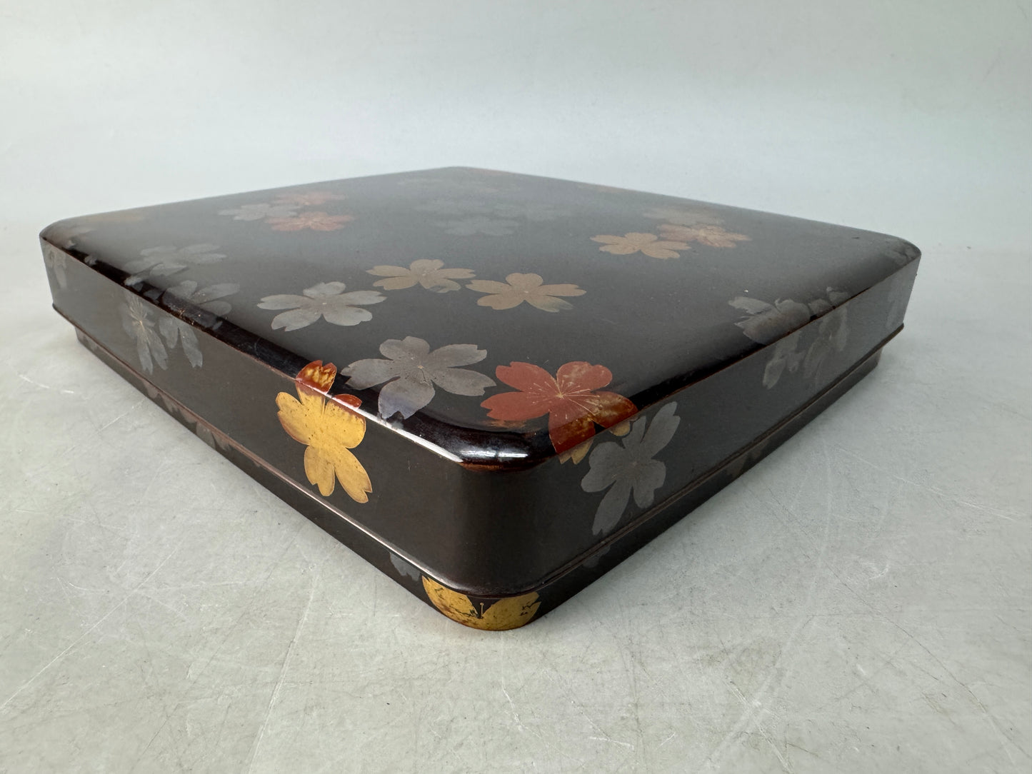 Y8575 BOX Cherry blossom makie inkstone case lacquered Japan antique stationery