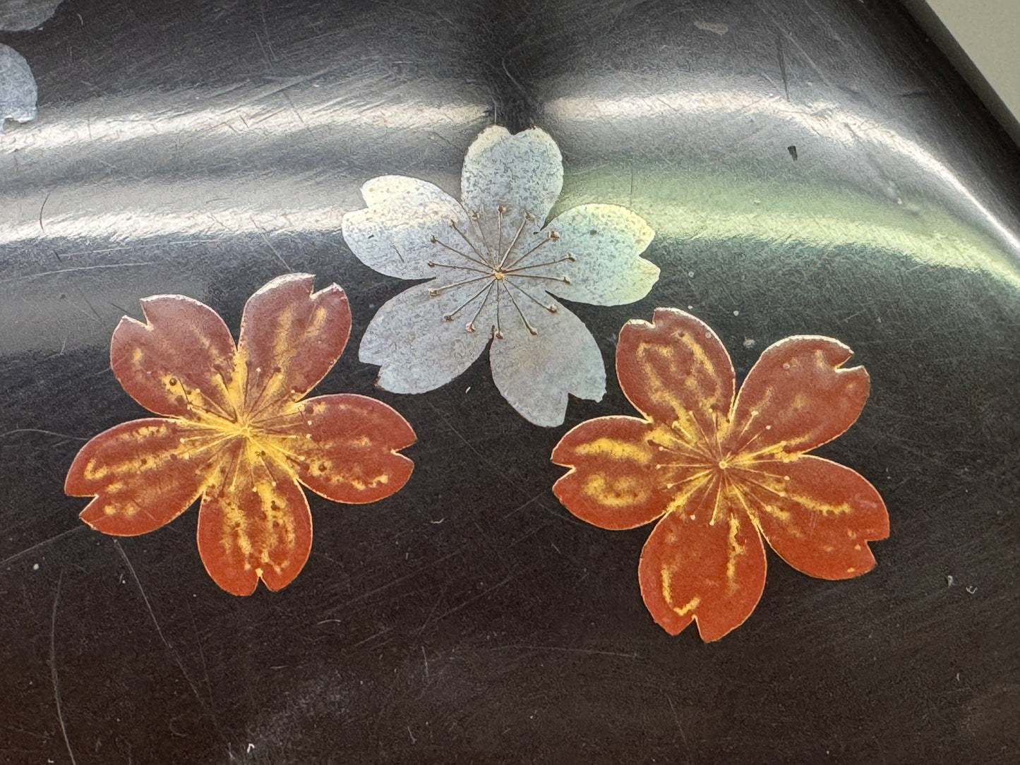 Y8575 BOX Cherry blossom makie inkstone case lacquered Japan antique stationery