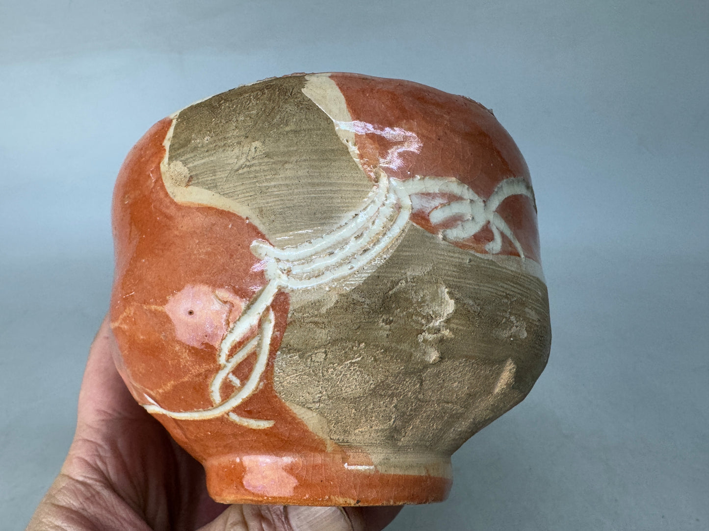Y8584 CHAWAN Raku-ware red bowl signed box Japan antique tea ceremony pottery