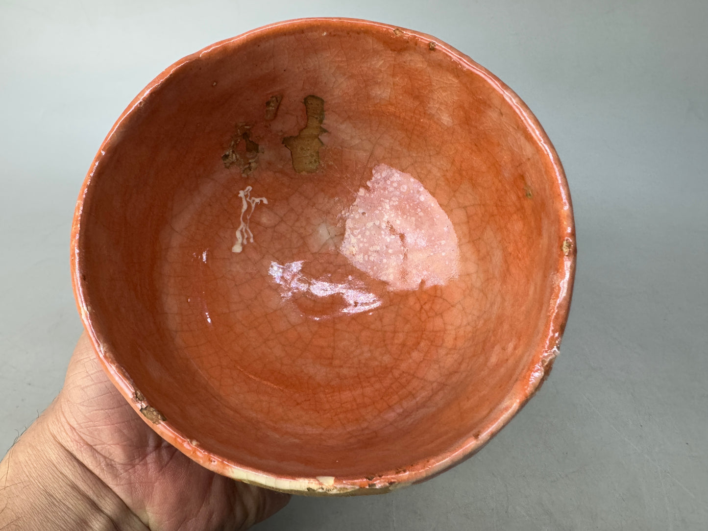 Y8584 CHAWAN Raku-ware red bowl signed box Japan antique tea ceremony pottery