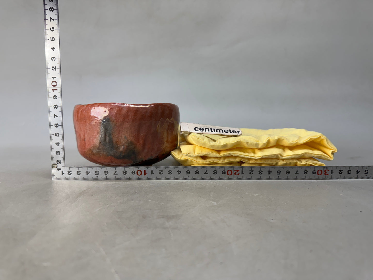 Y8585 CHAWAN Raku-ware red bowl signed Japan antique tea ceremony pottery cup