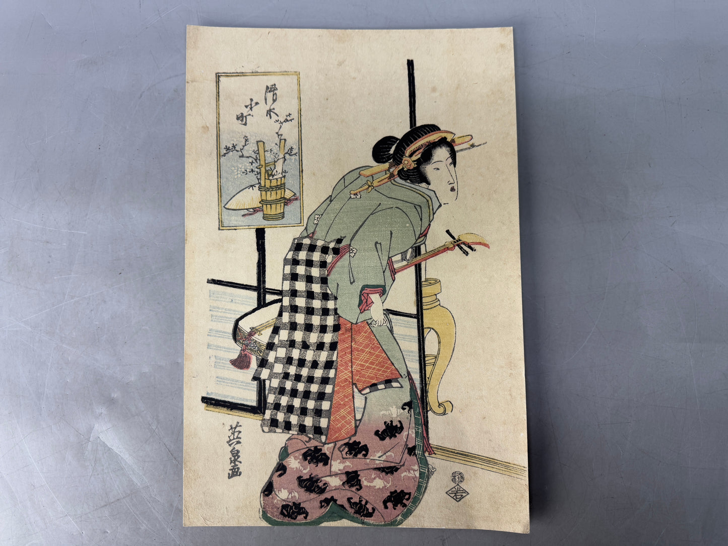 Y8592 WOODBLOCK PRINT Eisen beautiful woman single piece Japan Ukiyoe antique