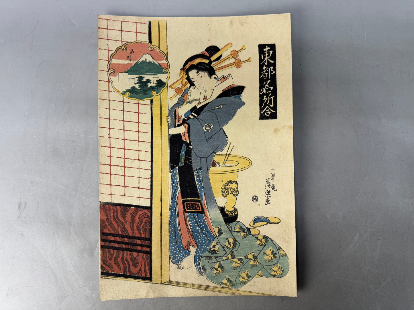 Y8593 WOODBLOCK PRINT Eisen beauty Tokyo famous places Japan Ukiyoe antique