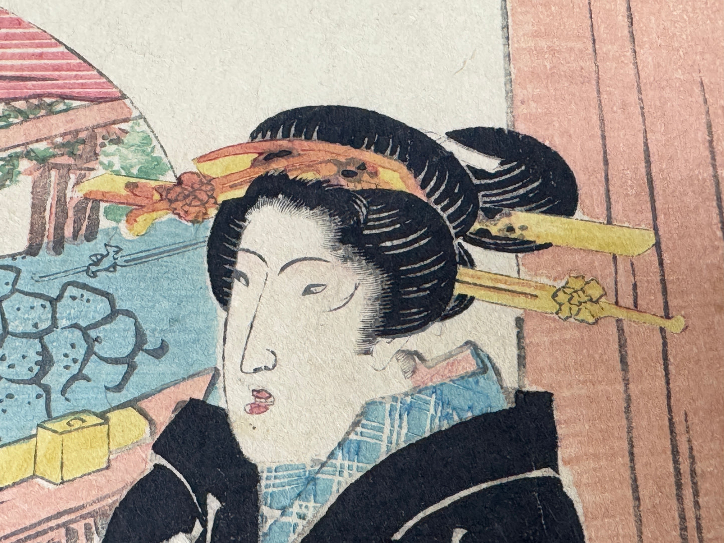 Y8594 WOODBLOCK PRINT Eisen beautiful woman single piece Japan Ukiyoe antique