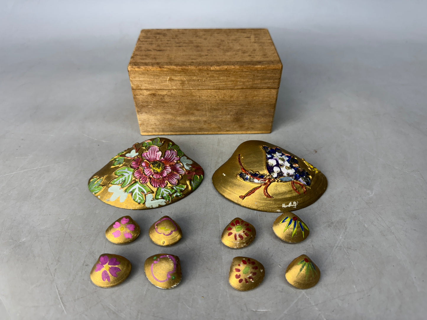 Y8600 KAI AWASE bivalve clam Shell matching game Makie Japan antique traditional