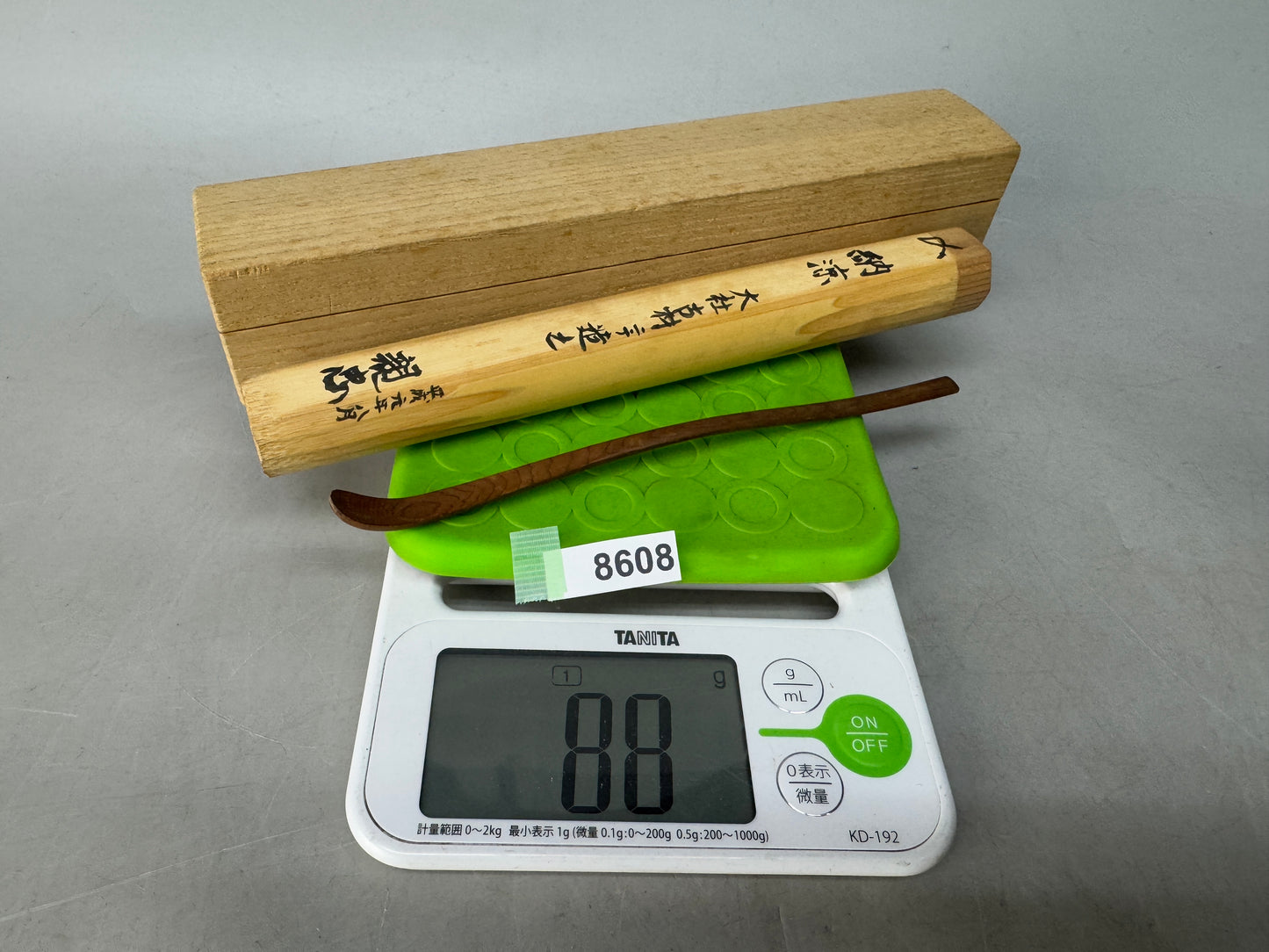 Y8608 CHASHAKU antique wood scoop signed box Japan Tea Ceremony utensil antique