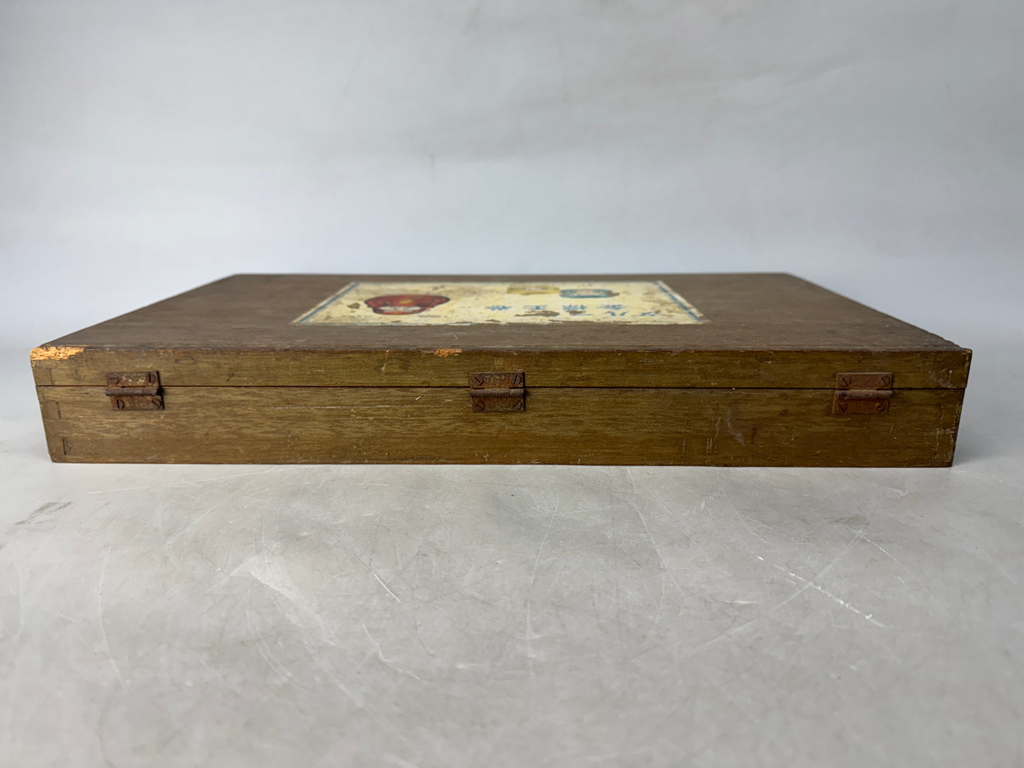 Y8611 BOX wooden Daruma Thread case sewing tools Japan antique container storage