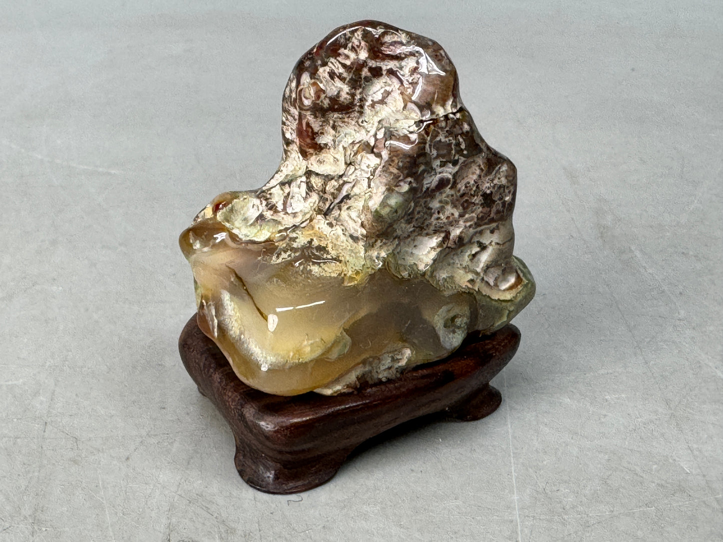Y8619 OKIMONO Suiseki viewing stone wooden stand Japan antique decor interior
