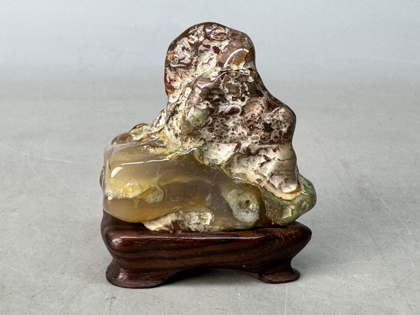Y8619 OKIMONO Suiseki viewing stone wooden stand Japan antique decor interior