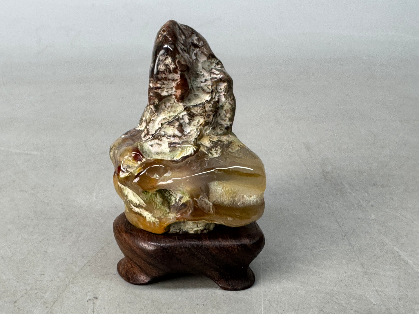 Y8619 OKIMONO Suiseki viewing stone wooden stand Japan antique decor interior