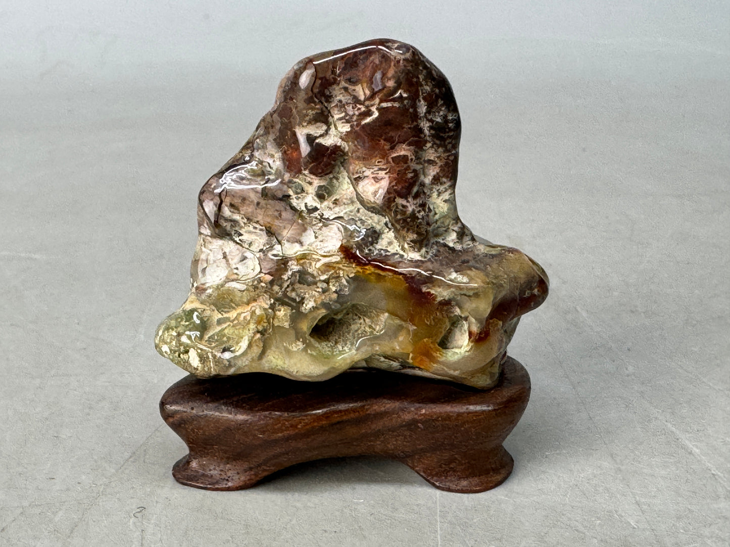 Y8619 OKIMONO Suiseki viewing stone wooden stand Japan antique decor interior