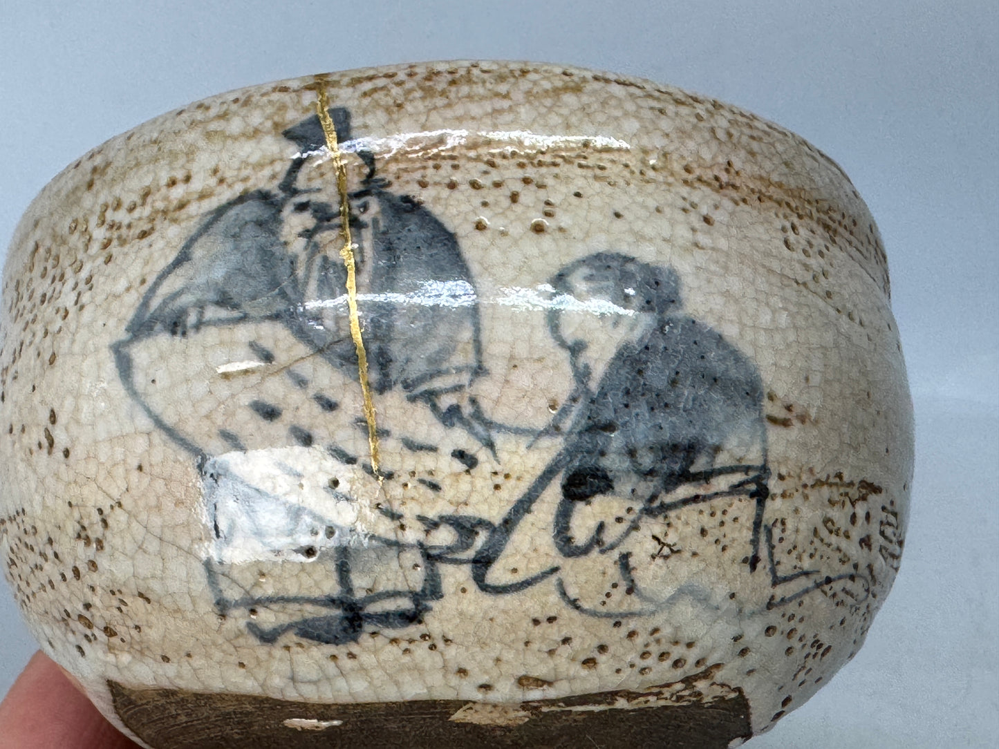 Y8623 CHAWAN Mino-ware bowl kintsugi Japan antique tea ceremony pottery cup