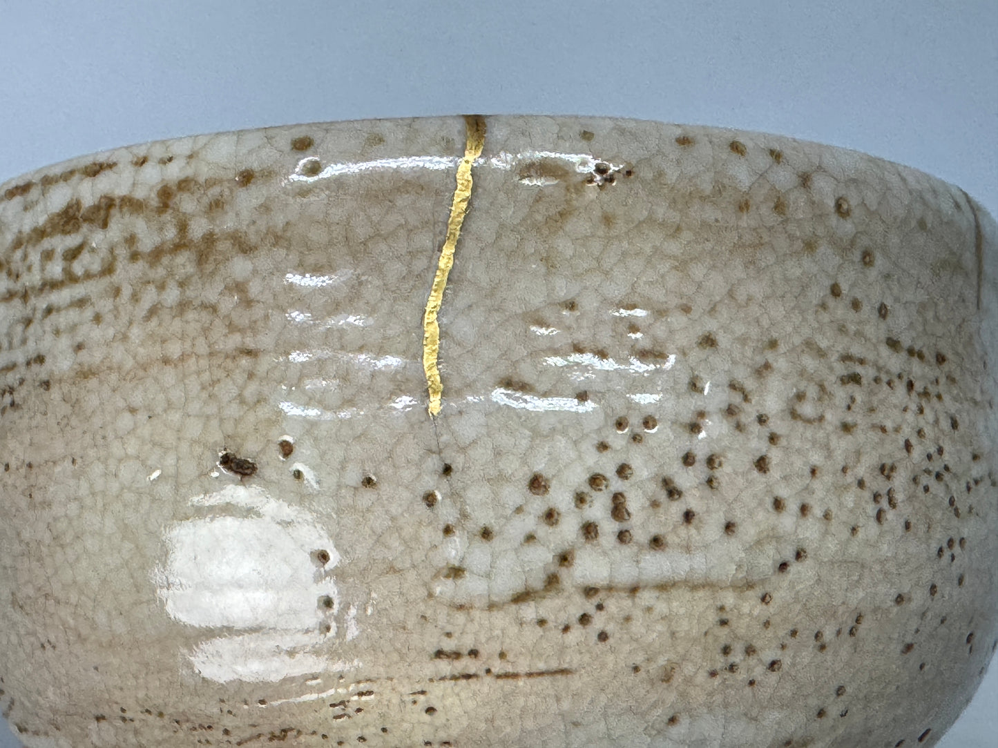 Y8623 CHAWAN Mino-ware bowl kintsugi Japan antique tea ceremony pottery cup