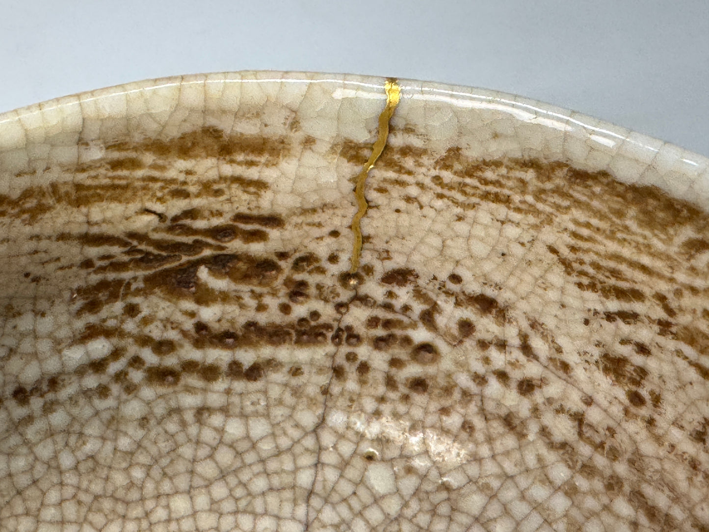 Y8623 CHAWAN Mino-ware bowl kintsugi Japan antique tea ceremony pottery cup