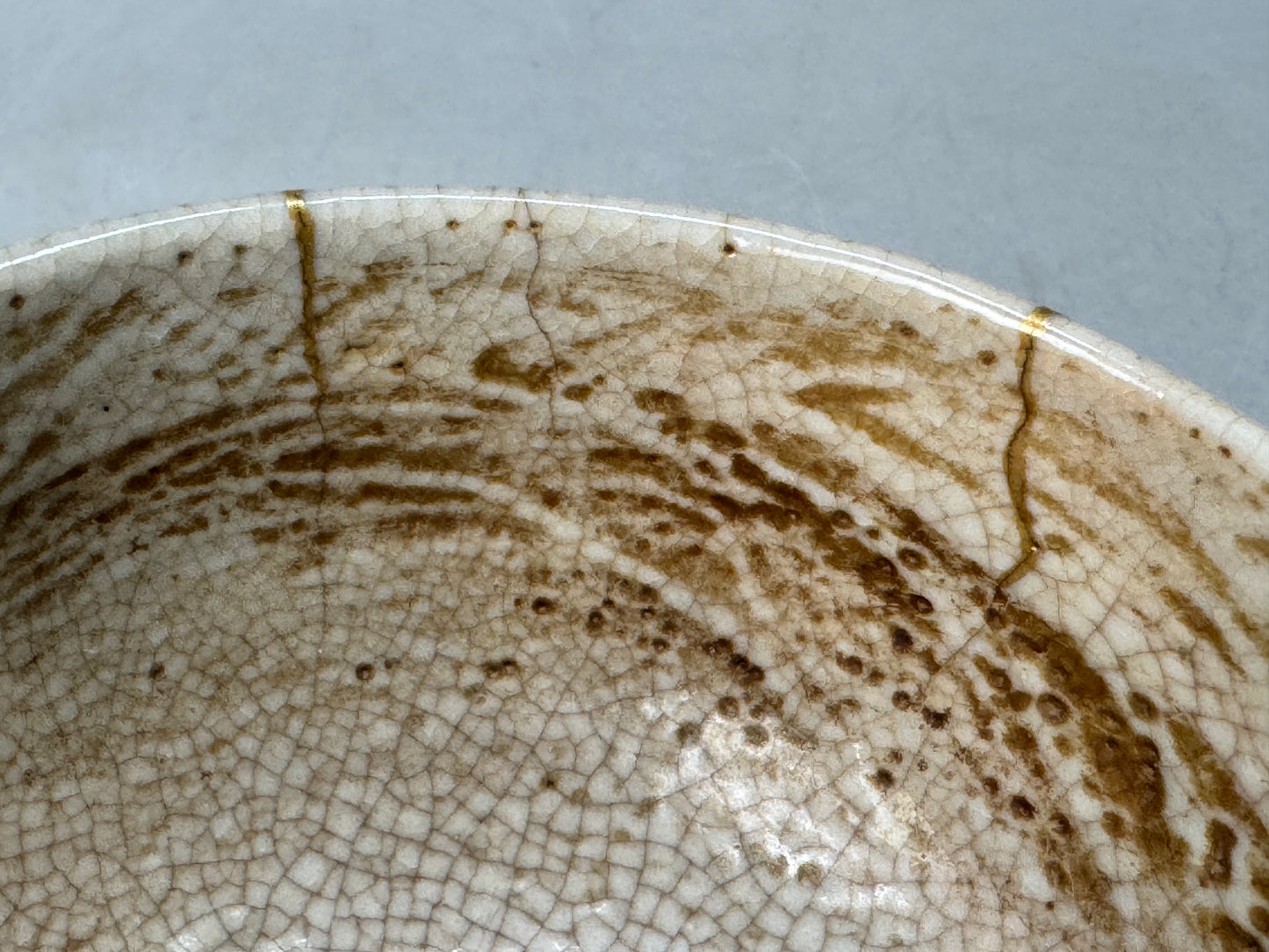 Y8623 CHAWAN Mino-ware bowl kintsugi Japan antique tea ceremony pottery cup