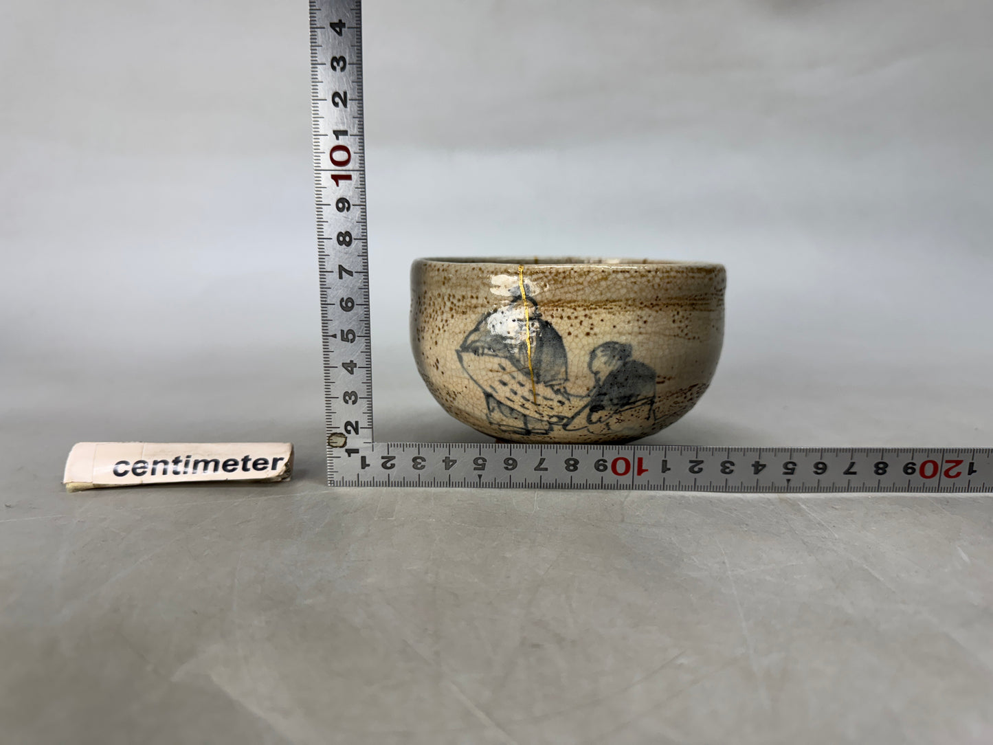 Y8623 CHAWAN Mino-ware bowl kintsugi Japan antique tea ceremony pottery cup