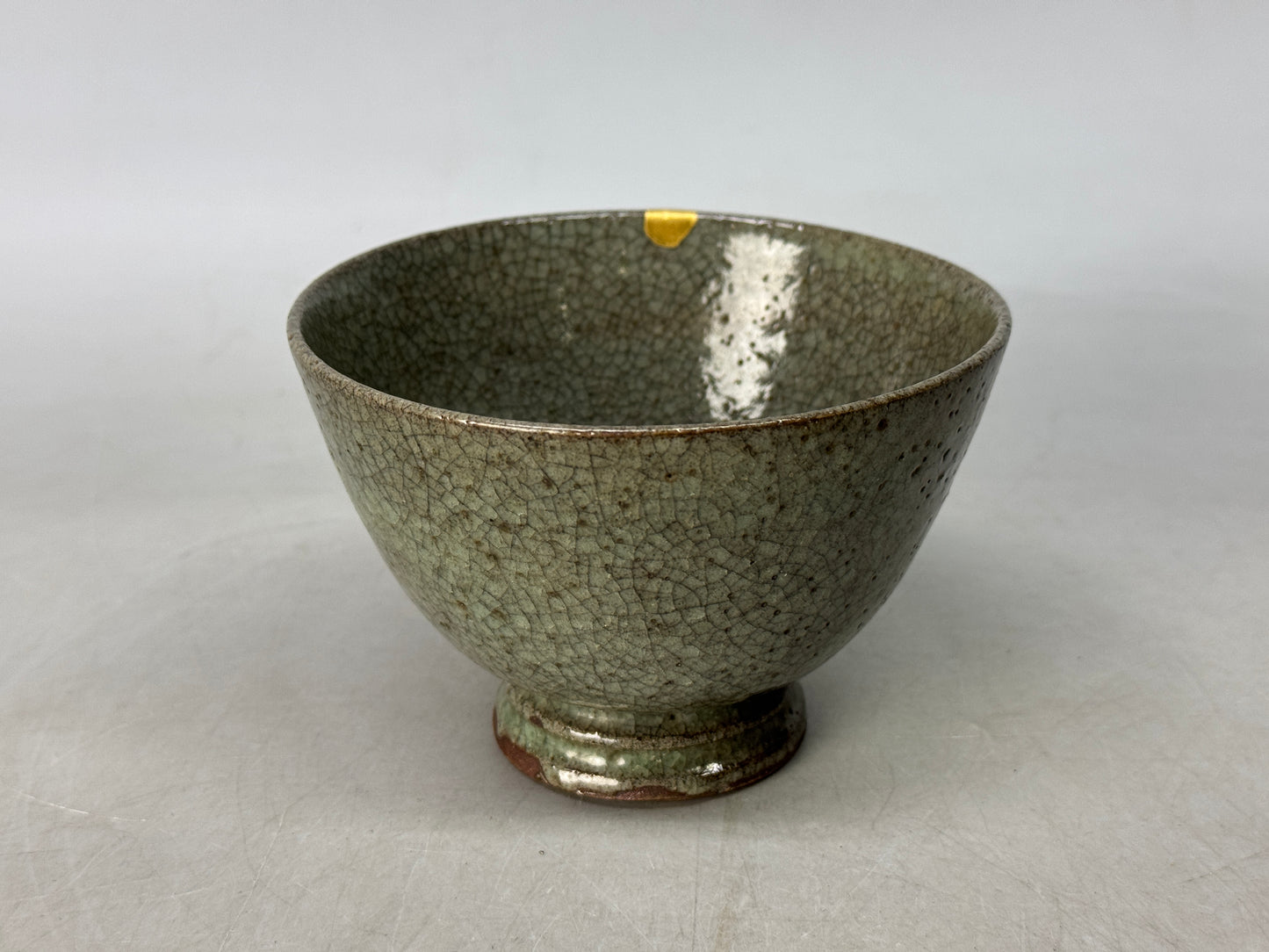 Y8624 CHAWAN Celadon bowl kintsugi Japan antique tea ceremony teacup cup