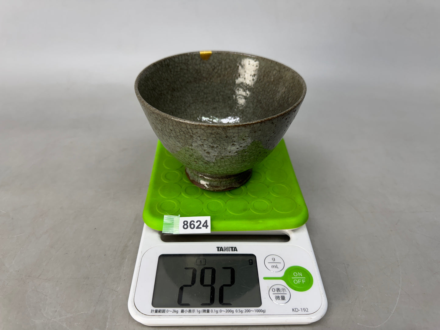 Y8624 CHAWAN Celadon bowl kintsugi Japan antique tea ceremony teacup cup