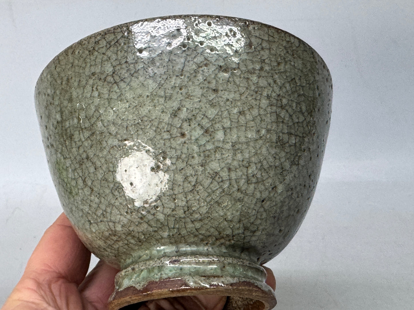Y8624 CHAWAN Celadon bowl kintsugi Japan antique tea ceremony teacup cup
