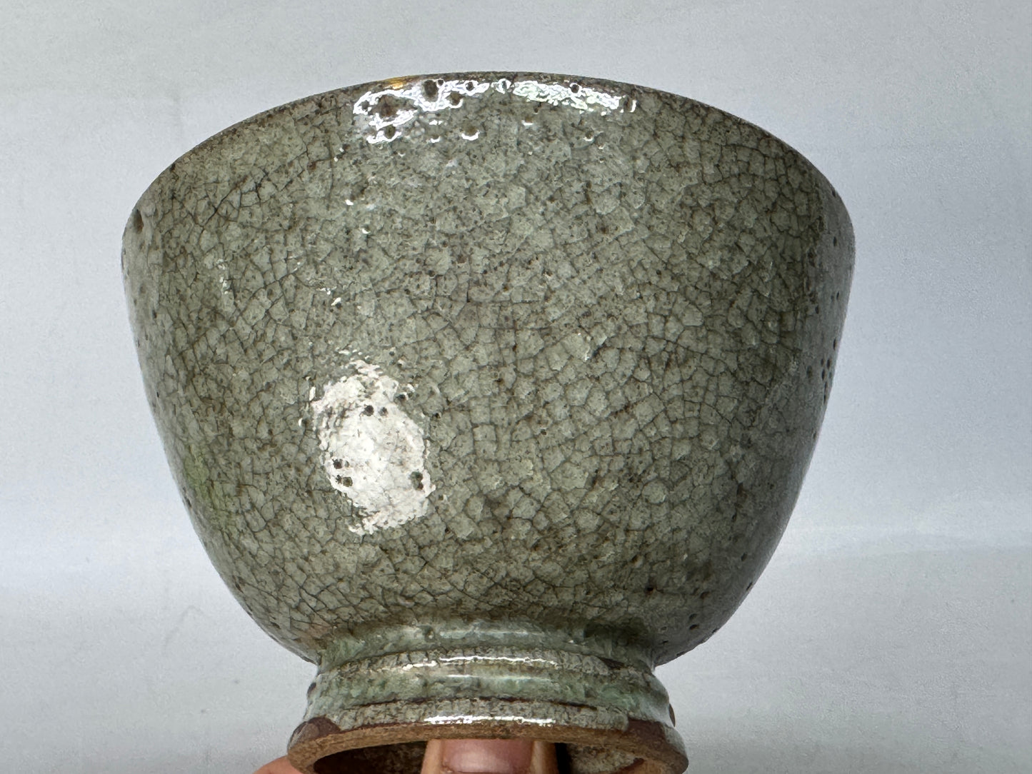 Y8624 CHAWAN Celadon bowl kintsugi Japan antique tea ceremony teacup cup