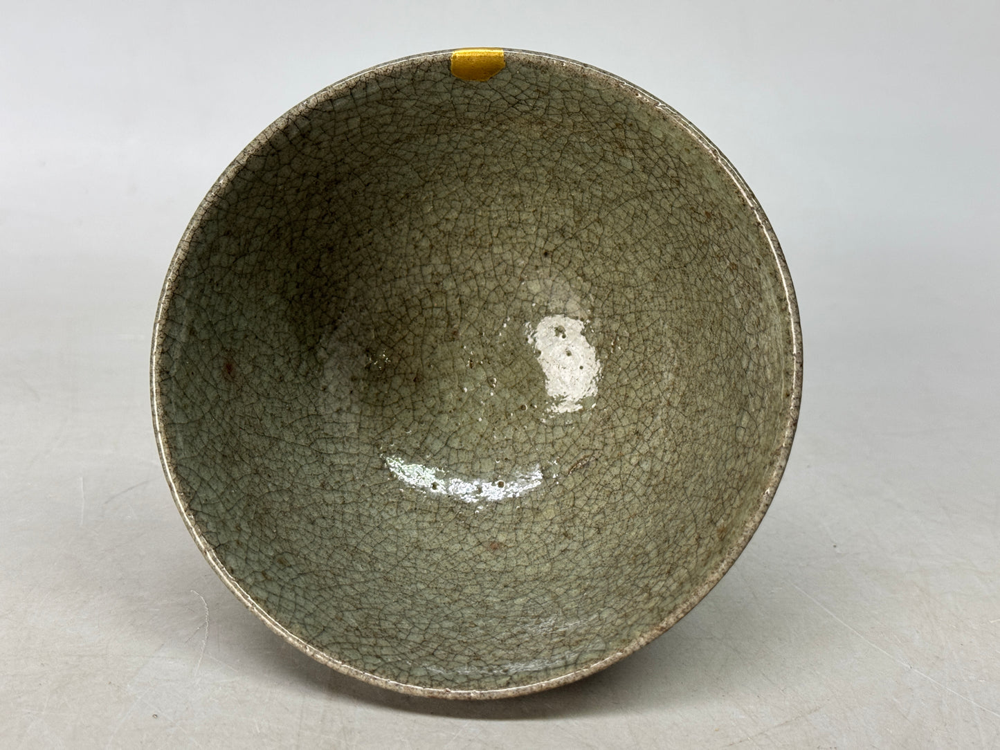 Y8624 CHAWAN Celadon bowl kintsugi Japan antique tea ceremony teacup cup