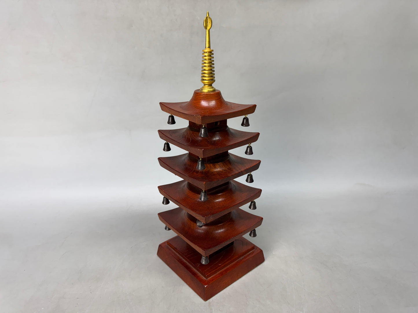 Y8628 OKIMONO wooden Five-story pagoda figure Japan antique decor interior