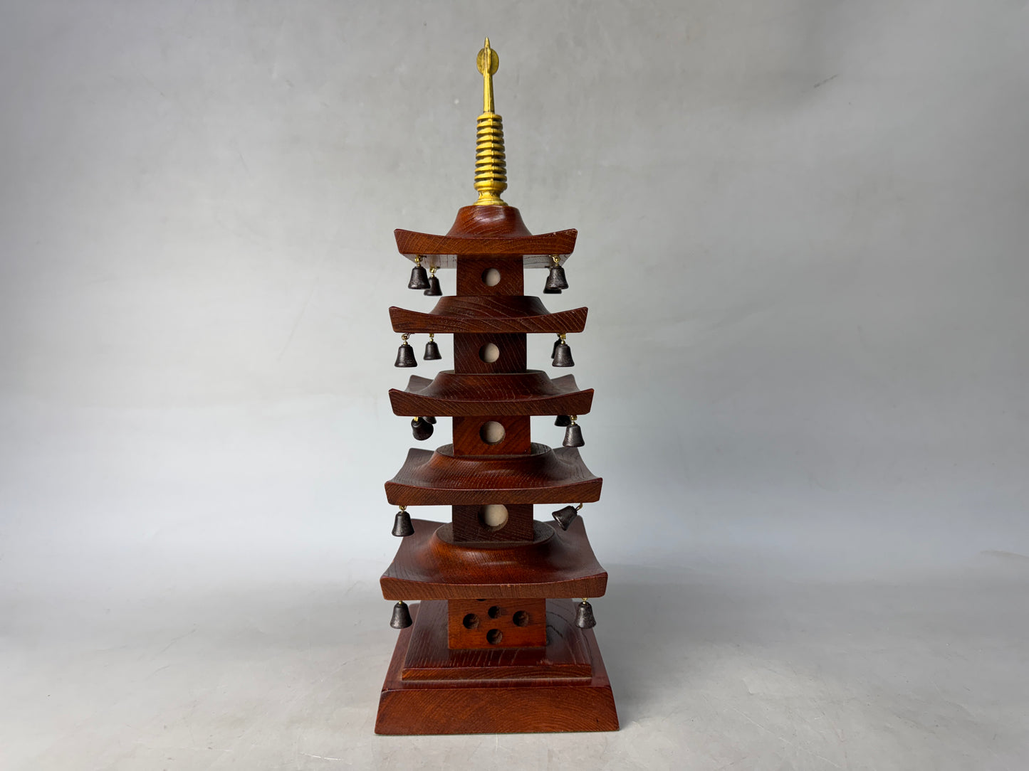 Y8628 OKIMONO wooden Five-story pagoda figure Japan antique decor interior